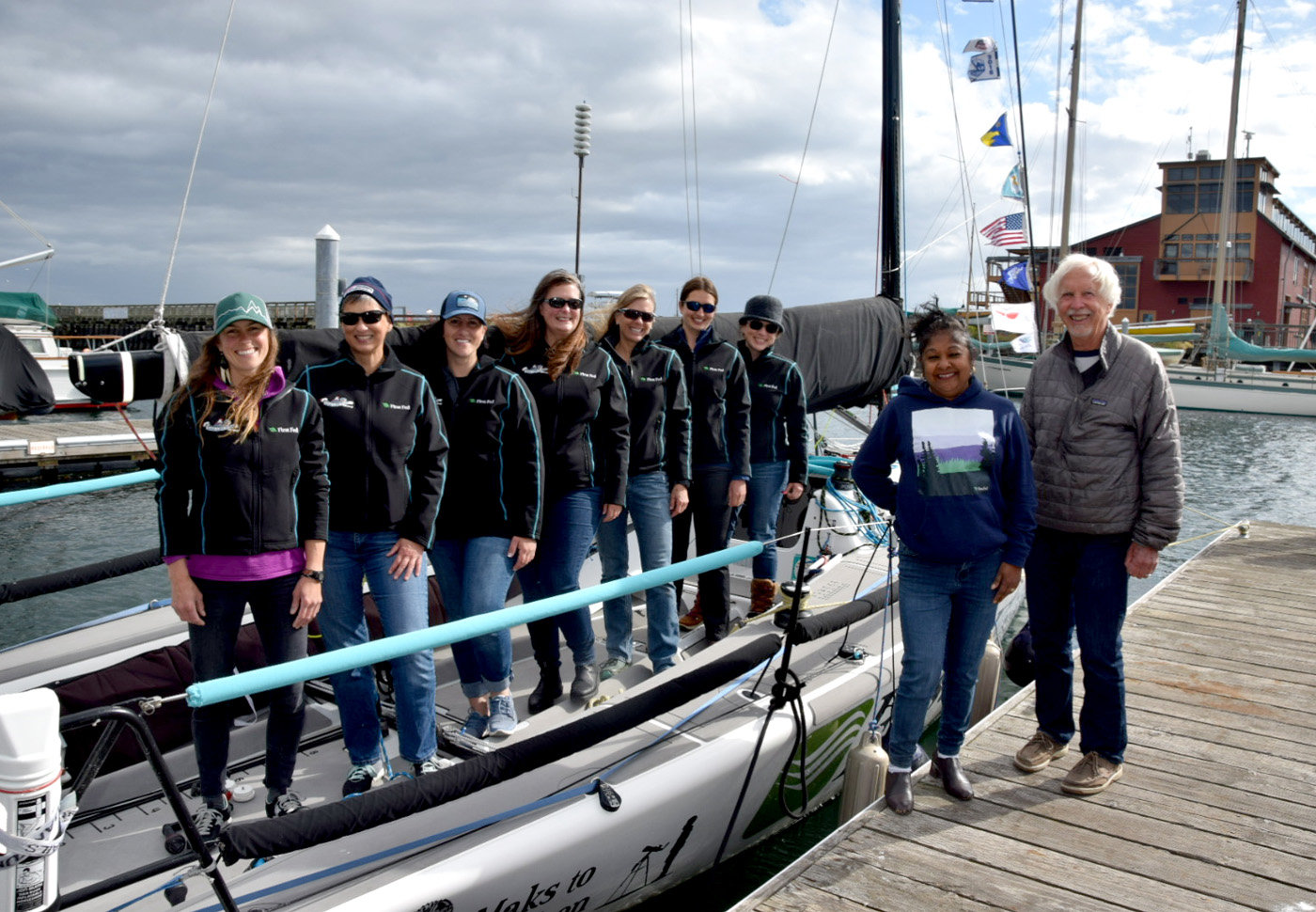Sail Like a Girl team with First Fed’s Luxmi Love (Port Townsend Branch Manager) and Steve Oliver (Board Chair) before the NWMC WA-360 adventure race in 2021.